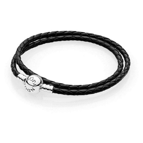 Pandora Dvojitý kožený náramok 590745CBK-D 38 cm