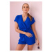 Short jumpsuit with a tie at the waist cornflower blue