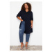 Trendyol Curve Navy Blue Basic Oversize Woven Shirt