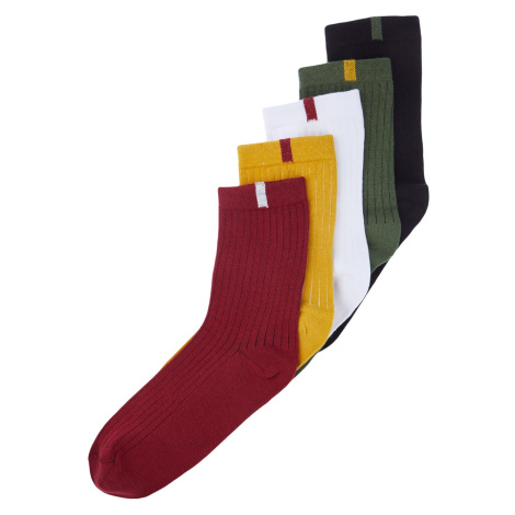 Trendyol Multi-Colored 5-Pack Cotton Textured Color Block Pieced College-Tennis-Medium Size Sock
