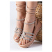 Mio Gusto Talisa Nude Colored Ankle Strap Women's Sandals