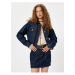 Koton Oversize Denim Jacket with Pocket Detail and Classic Collar Buttons