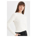 DEFACTO Regular Fit Crew Neck Knitted Buttoned Black Knitwear Sweater