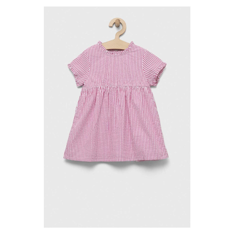 Dievčenské bavlnené šaty United Colors of Benetton fialová farba, mini, áčkový strih