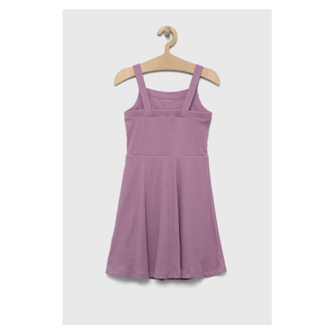 Dievčenské bavlnené šaty GAP fialová farba, mini, áčkový strih