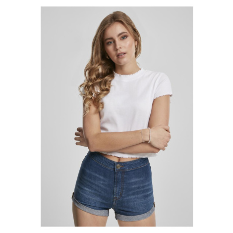 Women's T-shirt with cropped ribs in white