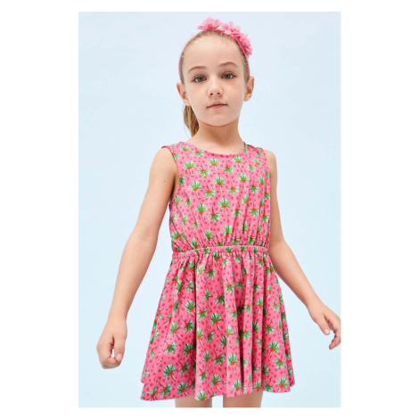 Dievčenské bavlnené šaty Mayoral ružová farba, mini, rovný strih