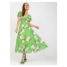 Green pleated dress with floral print