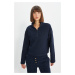 Trendyol Navy Blue Thessaloniki/Knitwear Look Zippered Collar Regular/Regular Fit Knitted Sweats