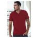 T8568 DEWBERRY V-NECK MEN'S T-SHIRT-BURGUNDY-1