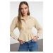 Trendyol Dark Beige Fitted/Waist-Sit Woven Shirt