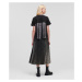 Mikina Karl Lagerfeld Pleated Fabric Mix Sweatshirt Čierna