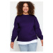 Trendyol Curve Purple Thin Knitted Sweatshirt with a T-Shirt-like Bottom Look