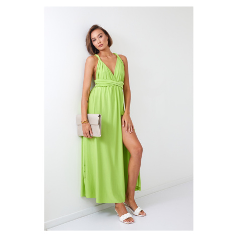 Maxi dress with lime tie around the neck FASARDI