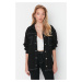 Trendyol Denim Shirt Jacket with Contrast Stitching in Black