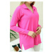 83295 Dewberry Polo Neck Long Sleeve Slit Sweater-FUCHSIA