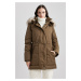 DEFACTO Water Repellent Oversize Wide Cut Detachable Faux Für Hooded Coat Parka