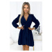 TMAVOMODRÉ ŠATY S VÝSTRIHOM SELENA 339-5 DARK BLUE