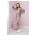 Women's set of sweatshirt with bow and leggings - dark beige