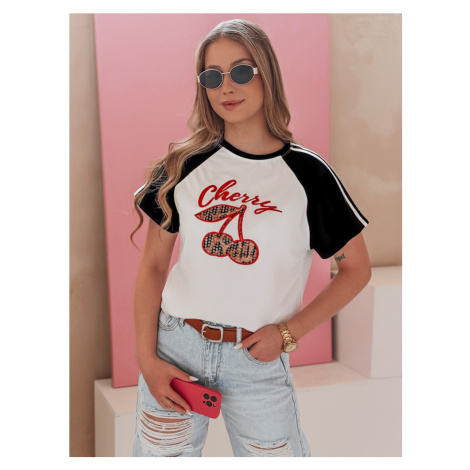 T-shirt damski z efektem 3D CEKINKA czarny Dstreet