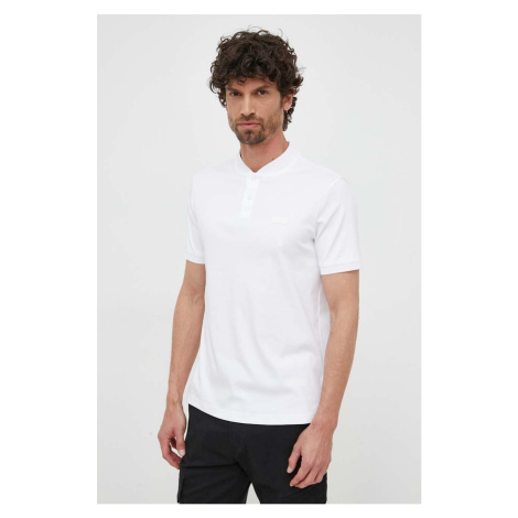 Bavlnené polo tričko Calvin Klein biela farba, jednofarebné