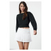 Trendyol Navy Blue Relaxed/Comfortable Crop Knit Sweatshirt