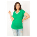 Şans Women's Plus Size Viscose Blouse with a Cast Stone, Green