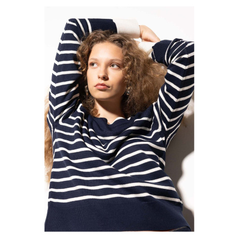 DEFACTO Regular Fit Soft Textured Crew Neck Striped Knitwear Sweater