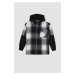 DEFACTO Boy Oversize Wide Pattern Hooded Flannel Long Sleeve Shirt