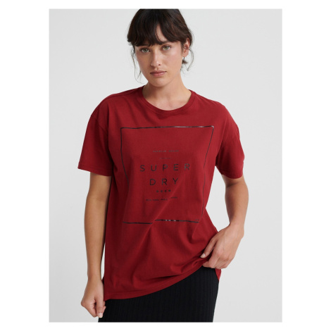 Červené dámske tričko s potlačou Superdry