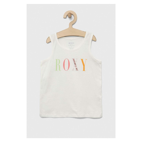 Detský bavlnený top Roxy biela farba