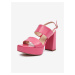 Ružové dámske kožené sandále na podpätku Högl Cindy