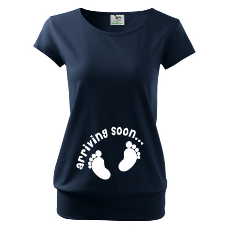 Vtipné tehotenské tričko pre budúce mamičky s potlačou Arriving soon