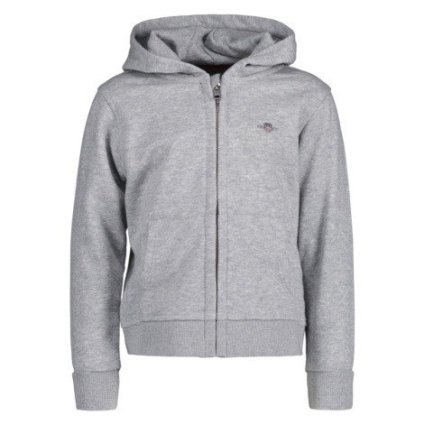 MIKINA GANT SHIELD FULL ZIP HOODIE LIGHT GREY MELANGE