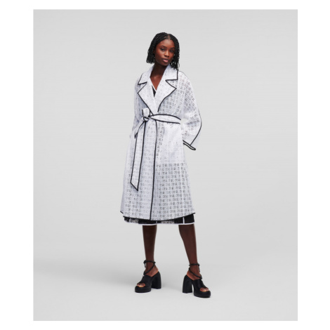 Kabát Karl Lagerfeld Kl Embroidered Lace Coat Biela