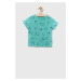 Detské bavlnené tričko United Colors of Benetton tyrkysová farba, vzorovaný