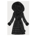 Čierny dámsky páperový kabát na gombíky (5M3160-392)