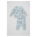 DEFACTO Baby Girl Dinosaur Print Combed Cotton Long Sleeve Pajamas Set