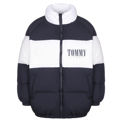 Tommy Jeans Zimná bunda  námornícka modrá / biela Tommy Hilfiger