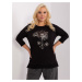 Women's black plus size blouse with a round neckline