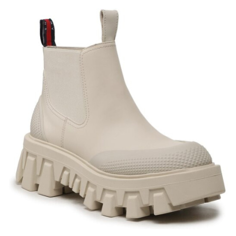 Tommy Jeans Členková obuv s elastickým prvkom Tjw Rubber Rain Boot EN0EN02234 Écru Tommy Hilfiger