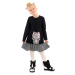 Denokids Silver Leopard Girl's Black Ruffle Dress