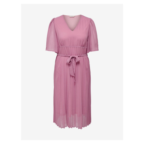 Pink pleated midi-dresses ONLY CARMAKOMA Celina - Ladies