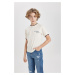 DEFACTO Boy's Crew Neck Embroidered Pique Short Sleeve T-Shirt