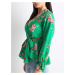 Green floral blouse with frills