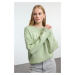 Trendyol Mint Embroidered Regular/Normal Fit Thick Inside Fleece Knitted Sweatshirt