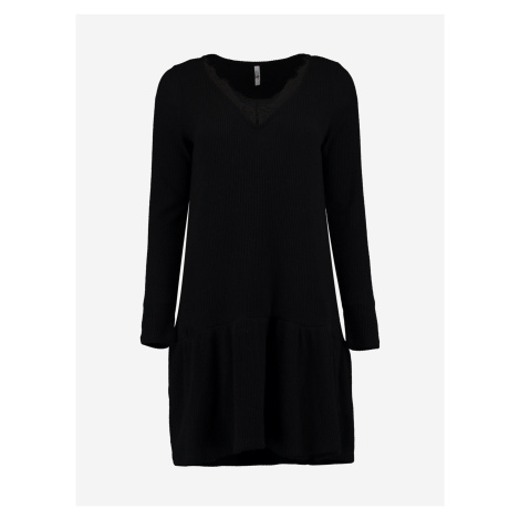 Černé svetrové šaty s krajkou Hailys Lacy Haily´s