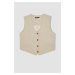 DEFACTO V-Neck Linen Blend Blazer Vest