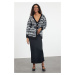 Trendyol Black Soft Texture Zebra Patterned Knitwear Cardigan