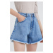 Rifľové krátke nohavice Sisley dámske, jednofarebné, vysoký pás